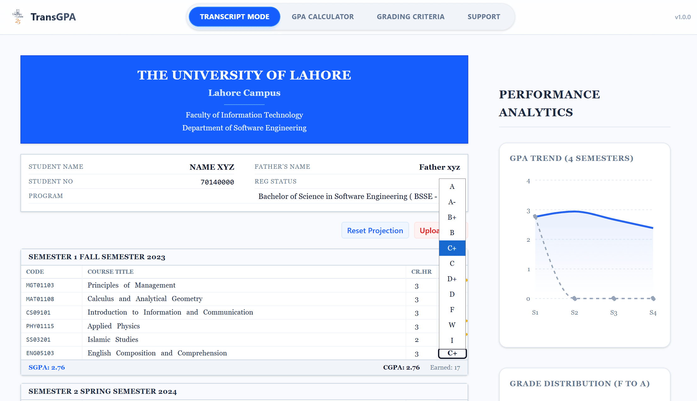 TransGPA: Academic Transcript Analyzer & CGPA Simulator