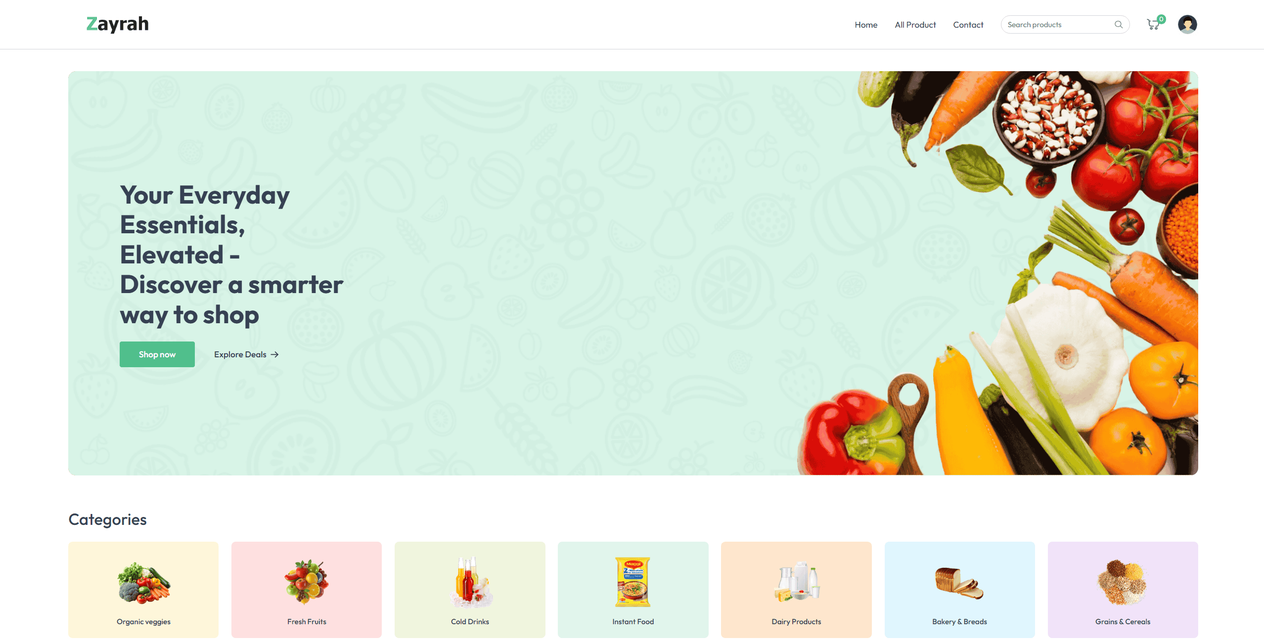 Zayrah: E-commerce Grocery Shopping Website